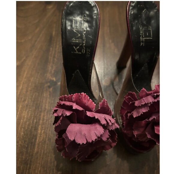 Kimel California Vintage Floral Red Heels Sandals Open Toe Women's Shoes Size 7 - Picture 6 of 8